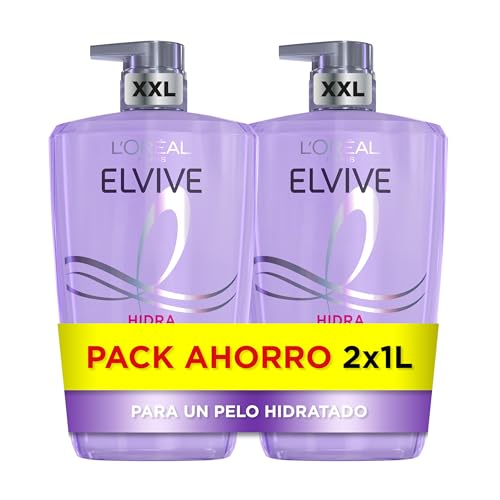 L'Oréal Paris Elvive Hidra Hialurónico Pack de 2 champô 72 horas de hidratação, 1 L