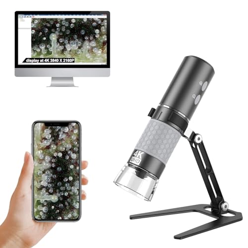 Ninyoon Microscópio WiFi 4K suporte atualizado para iPhone Android PC, 50-1000X USB microscópio digital câmara sem fios HD para todos os telefones iPad tablet Android Windows Mac Chrome Linux