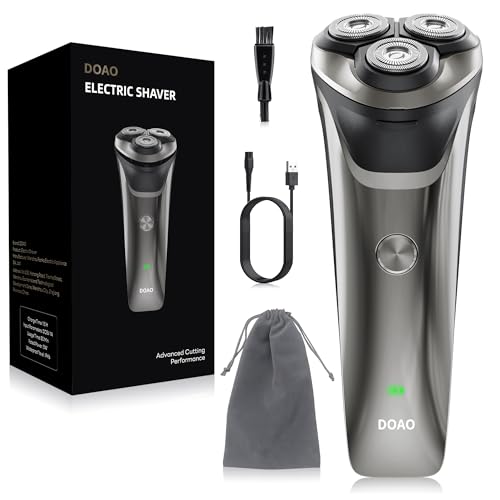 DOAO Máquina de barbear elétrica para homem, máquina de barbear para homem 2025 melhorada 2 em 1, máquina de barbear rotativa sem fios e resistente à água para rosto, uso seco e húmido (A3)