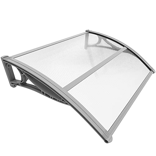 VOUNOT Toldo exterior para portas e janelas, 100 x 80 cm, cobertura de policarbonato em jardim, 100 x 80 cm, cobertura de proteção