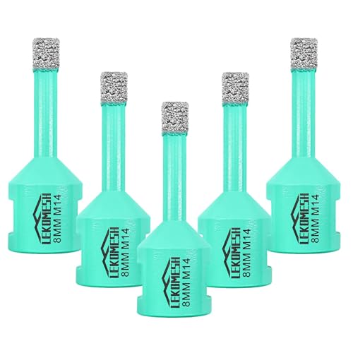 Broca de diamante 5 peças 8 mm x M14 - serra de coroa para mármore granito pedra quartzo soldado a vácuo broca de diamante, rebarbadora angular LEKOMESH