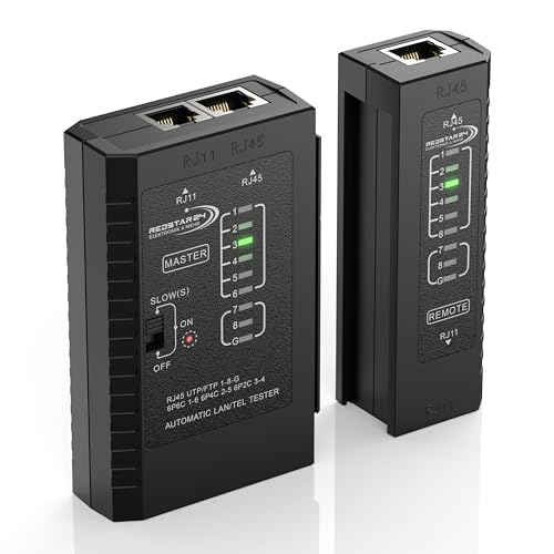 RedStar24 Verificador RJ45 - testador de rede - teste de teste de cabos LAN RJ11, RJ12, RJ45 para Patch Cables - LEDs teste de teste preciso LAN e Rede - Ideal para testes cabos e linhas