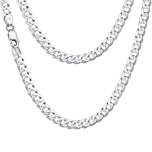 Bandmax Colar cubano correntes prata acessório de camisola camisola, 36 46 51 56 61 66 71 cm comprimento, unissexo colares de prata não dá alergia