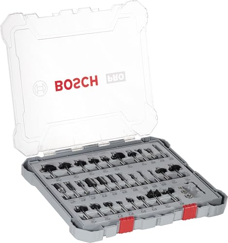Bosch Conjunto profissional misto de brocas fresadoras de 30 peças (para madeira, haste de Ø 8 mm, acessórios fresadoras)