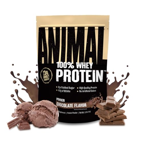 Universal Nutrition ANIMAL 100% Whey Protein Powder Chocolate - proteína em pó com 23 g de proteína e 4,6 g de BCAAs - sem adição de açúcar - 30 porções, 1 kg
