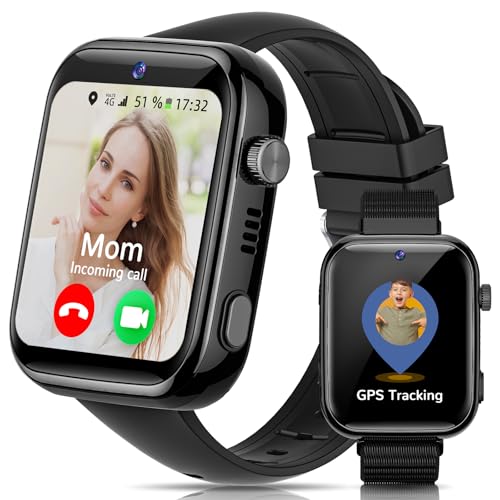 AIMIUVEI 4G Relógio inteligente para crianças, Smartwatch para crianças, ecrã HD de 1,83 polegadas com chamadas, videochamadas, chat de voz, Whatsapp, Wi-Fi, GPS, SOS, SMS, IP68 impermeável, modo