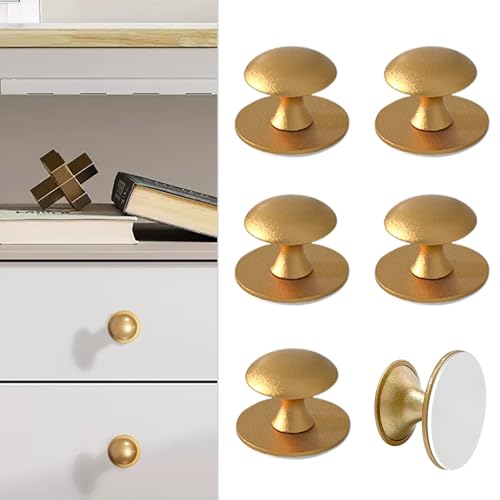 CcHhyyt 6 unidades de maçanetas autocolantes para armário, cor dourada, maçanetas de aço inoxidável para colar para gavetas, portas de duche, armários, portas de vidro, maçanetas de porta sem