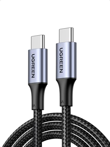 UGREEN Cabo USB C de carregamento rápido PD 3.0 100 W, tipo C compatível com MacBook Air, DELL, iPad, iPhone 16/15 Plus Pro MAX, Galaxy S25 Ultra S24 S23, Pixel 9/8, etc. (0,5 m)