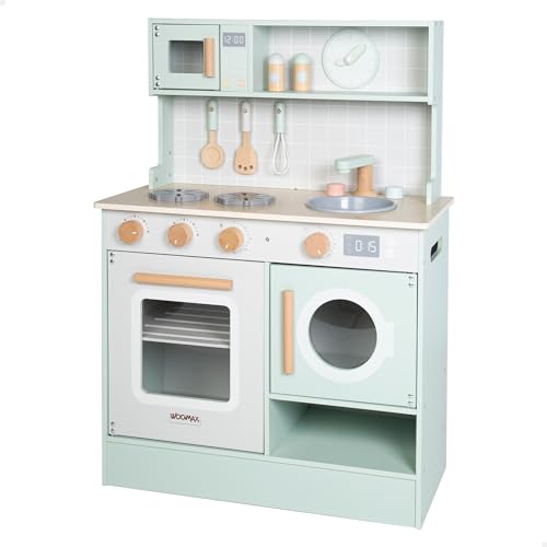 WOOMAX Cozinita de madeira, cozinha de brinquedo 60 x 30 x 85 cm, lava-louça de brinquedo, máquina de lavar criança, cozinhas infantis, brinquedos cozinhar, conjunto cozinhas 3 anos, 47217