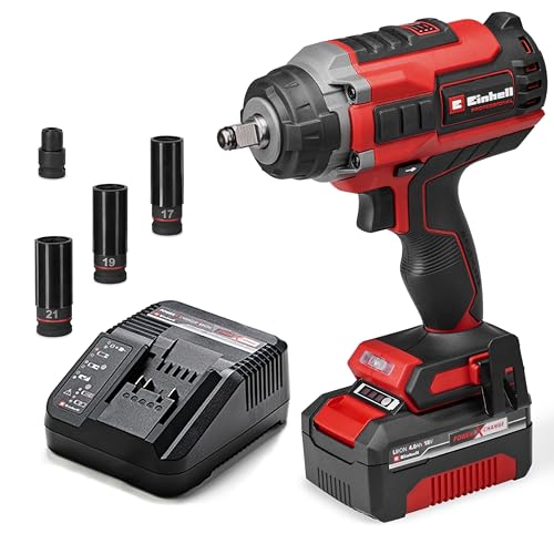 Einhell Professional aparafusadora de impacto com bateria IMPAXXO 18/450 (1 x 4,0 Ah) Power X-Change (18 V, 450 Nm, brushless, alojamento quadrado exterior, incl. bateria 4 Ah, carregador, conjunto de