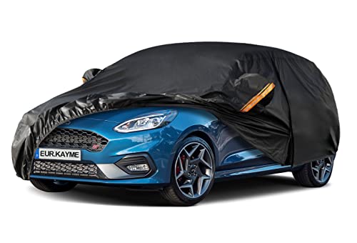 Capa de carro, Kayme cobre carros exterior impermeável respirável anti-UV anti-UV anti-pó de 7 camadas, cobertura para carro com fecho, compatível com Ibiza, Citroen C3, Yaris, polo Hatchback (Hast