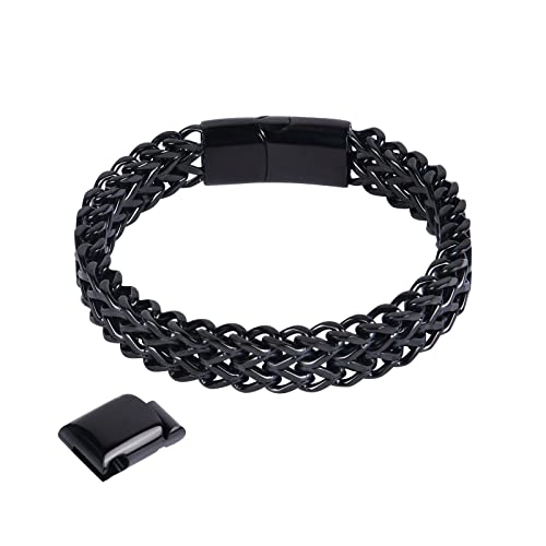 flintronic Pulseira de homem, pulseira de aço inoxidável pulseira, pulseira casal namorado com caixa de presente