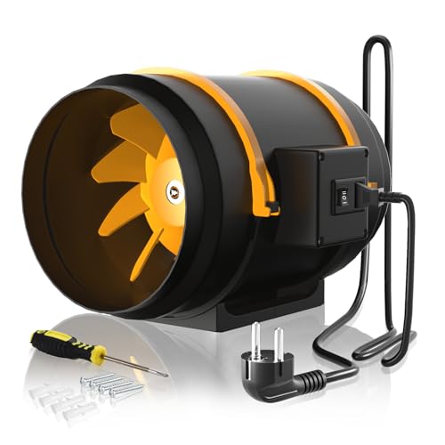 FanGoFast Extrator de ar de 200 mm com controlador ajustável, em linha ventilador extrator de conduto industrial para casa de banho, booster, loja de cultivo, garagem, cozinha
