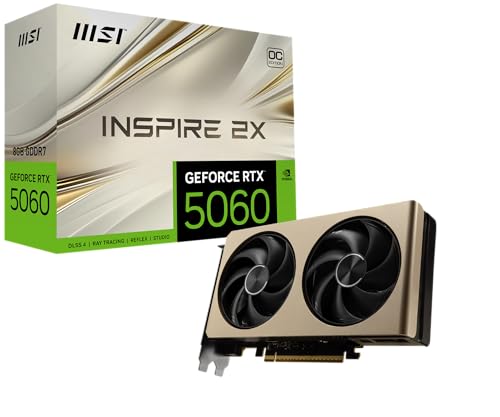 MSI GeForce RTX 5060 8G Inspire 2X OC, placa gráfica NVIDIA 5060, 8G GDDR7, 28 Gbps, PCI Gen 5, preta
