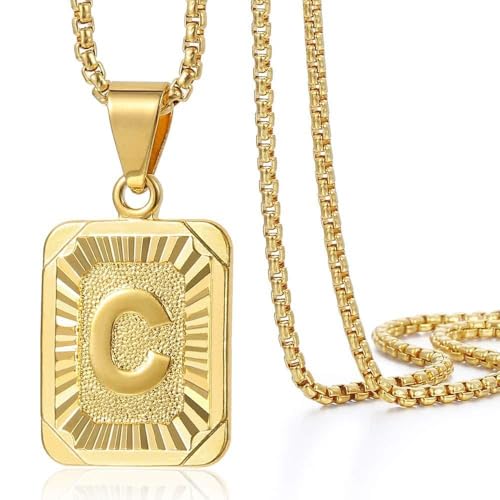 ALANETA Colar inicial com letra personalizada para homem e mulher, aço inoxidável banhado a ouro de 18 K, presente A-Z