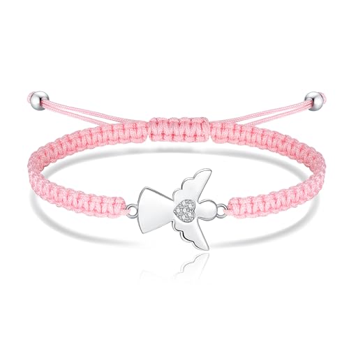 Jrêveinfini Pulseira de anjo da guarda com zircónia transparente, prata de lei 925, adequada para mulheres e meninas