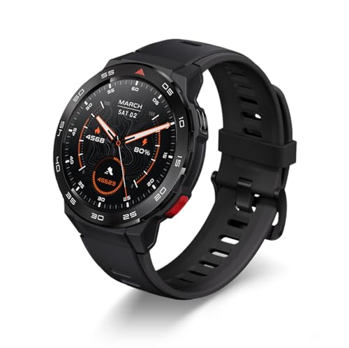 Mibro GS Pro Relógio inteligente homem com chamada Bluetooth, 1,43" AMOLED Smartwatch com GPS, 5ATM impermeável, notificações, altura, barómetro, bússola, 105 modos desportivos para Android iOS