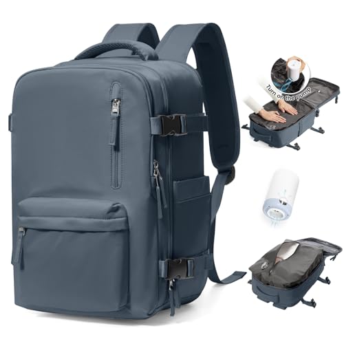 BJLFS Mochila viagem cabine avião 40 x 20 x 25 a vácuo bagagem de mão de grande capacidade com sistema de vácuo mochila de viagem portátil impermeável para homem e mulher com sistema de compressão
