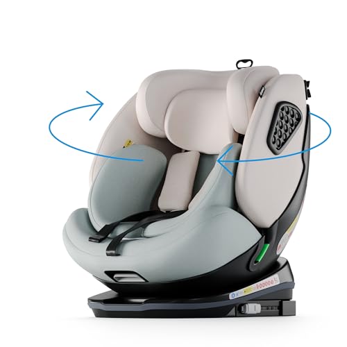 Babify Cadeira de carro bebé grupo 0 1 2 3 ISOFIX com rotação de 360°, 6 Ângulos de reclinação, adequado de 40 a 150 cm de alta segurança ECE R129, fácil instalação.