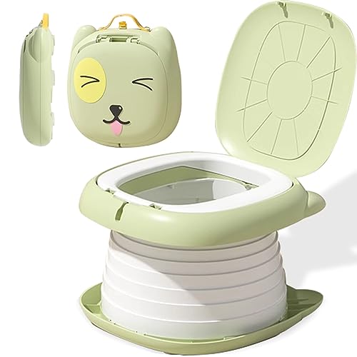 Assento sanitário para crianças, sanita dobrável para crianças, urinol dobrável de viagem portátil, viagem pela estrada para acampar ou uso doméstico com bolsa de apoio descartável