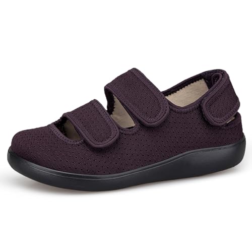 Hsyooes Sapatilhas diabéticas mulher sandálias de reabilitação homem extra largas sapatos pés inchados ajustáveis sapatos ortopédicos