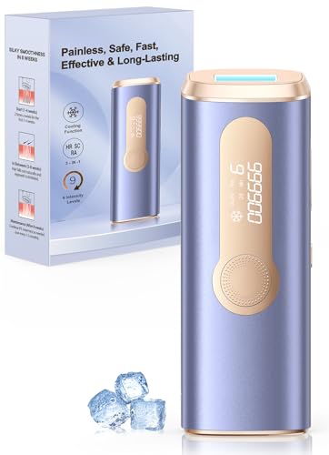 Haarlosy Depiladora a laser IPL com refrigeração, função inovadora 3 em 1, 9 níveis de energia, 999,900 Flashes, removedor de luz indolor para todo o corpo, violeta