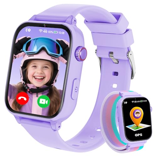 Relógio inteligente para crianças GPS e chamadas, 4G Smartwatch meninos meninas com telefone, SOS, bate-papo de voz, videochamada, modo de classe, câmera, podómetro, relógio chamadas meninos menina