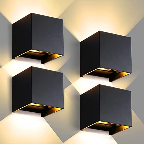 CANMEIJIA Aplique parede exterior, 12 W impermeável IP65 candeeiro de parede interior exterior luz quente 3000 K 1000 lm ângulo ajustável candeeiro de parede branco para varanda sala de estar quarto