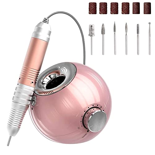 Delanie Gorno profissional para unhas 35000 rpm portátil recarregável manicure e pedicure com 6 brocas para torno (rosa recarregável)