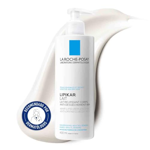 La Roche Posay leite hidratante corporal, adequado para peles secas, muito secas ou atópicas, 48 horas de hidratação e proteção, fórmula com niacinamida e manteiga de karité, lipikar, 400 ml