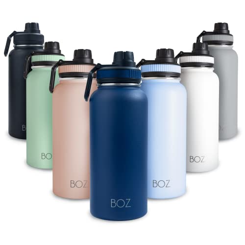 BOZ Garrafa de água de aço inoxidável de 1 l, garrafa térmica de 1 litro com isolamento de parede dupla, garrafa térmica água fria e quente de boca larga sem BPA, garrafa isotérmica anti-derrame cor
