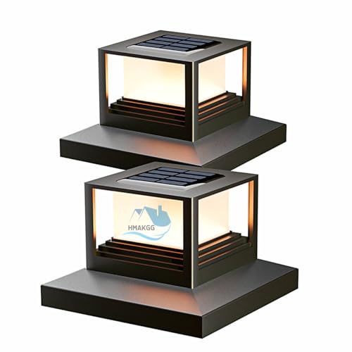 HMAKGG 2 peças luzes solares de jardim LED candeeiros solares exteriores, 2 modo luz de tampa de poste para cerca pátio sobremuro