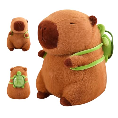 Peluche de Capybara, peluche de Capybara para crianças, carpincho com mochila de tartaruga, peluche de Capybara de presente, peluche de Capybara para meninas e meninos (23 cm)