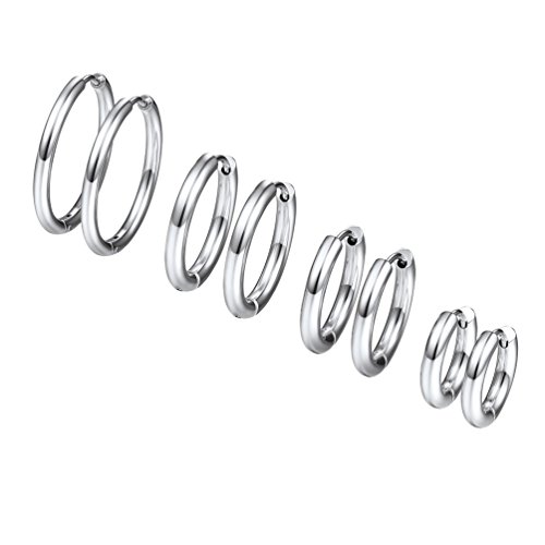 PROSTEEL Aro brincos de aço inoxidável diâmetro 10 mm 14 mm 16 mm 20 mm conjunto de brincos de aro fino