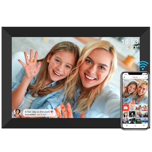 Moldura de fotos digital FRAMEO WiFi 32 GB moldura digital de 10,1 polegadas 1280 x 800 IPS LCD ecrã táctil Smart Cloud moldura de fotos com rotação automática momentos instantaneamente