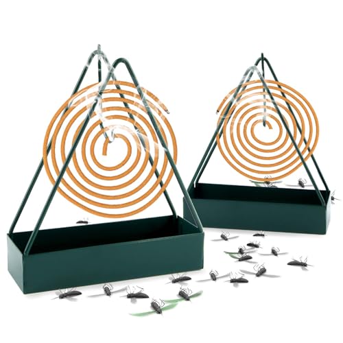 Suporte portátil de bobina de mosquitos, ZoneYan 2 peças, armação de bobina de mosquito de ferro, suporte de espirais anti-mosquitos para exterior, suporte de rolo para casa, jardim e campismo (verde)