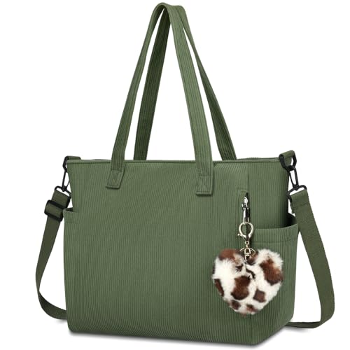Aucuu Bolsa de mão de veludo, Tote Bag para mulher, mala de compras com fecho de correr, bolsa de ombro grande com para compras colégio trabalhar viajar