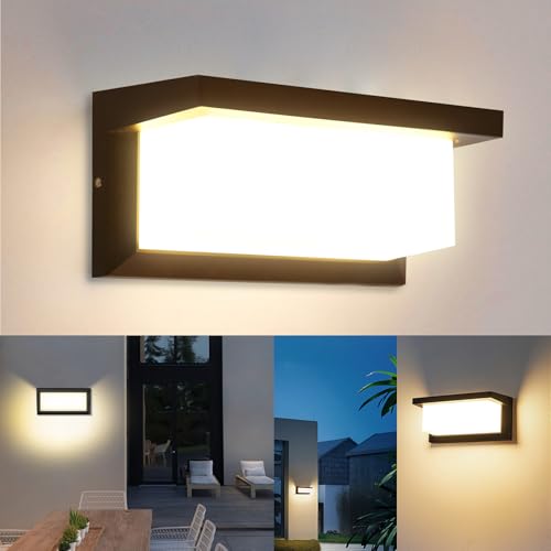 YICALE 18 W aplique parede exterior, candeeiro exterior parede 3000 K luz quente, impermeável IP65 aplicações LED alumínio para jardim, terraço, pátio, vila, corredor