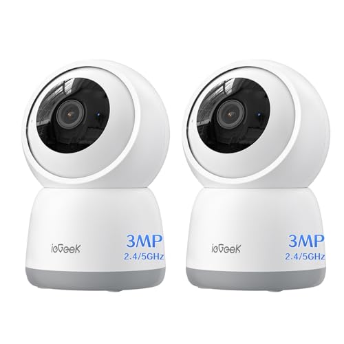 ieGeek 2,4/5 GHz Câmara de vigilância WiFi interior 2 K 360 °PTZ, câmara de vigilância interior para bebés/animais de estimação/segurança em casa, seguimento automático, voz bidirecional, deteção