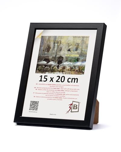 3-B Moldura de foto MEGA - preto - 15 x 20 cm - moldura para fotos de madeira com vidro acrílico
