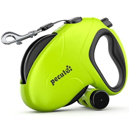 Pecute Trela de cão extensível/retrátil de 10 m, até 50 kg, trelas com faixas refletoras para passeios diários do cão | acessórios para cães