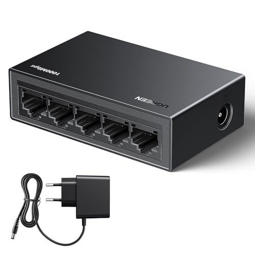 UGREEN Switch Ethernet 5 portas, comutador de rede LAN Splitter Gigabit velocidade de 10/100/1000 Mbps, ajuste duplo, plug and play, hub RJ45 para TV/portátil/roteador/monitor