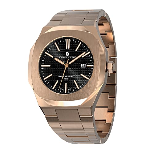 SAPPHERO Relógio de homem impermeável 30 m quartzo prata correia de aço inoxidável data calendário preto azul homens relógios presentes de pulseira para homens