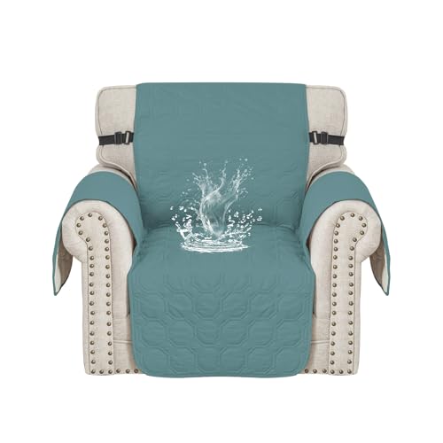 Ystyle Capa sofá impermeável 1 lugar, capas para poltronas, capas de sofá anti-gatos, capas de sofá antiderrapantes para cães animais de estimação, sofá cover anti-manchas, azul Clearwater