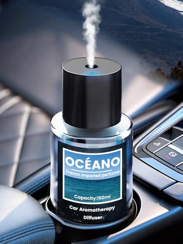 160 ml, grande capacidade ambientador difusor de carro, difusor de fragrâncias para automóvel com 160 ml, perfume (oceano), duração de 9-12 meses, atomizador ultra-sónico, auto on/off, 3 modos, BJ 003