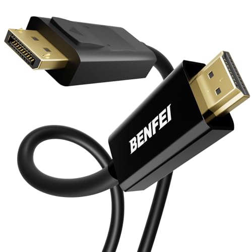 BENFEI Cabo DisplayPort para HDMI, adaptador DisplayPort macho para HDMI macho banhado a ouro para Lenovo, HP, ASUS, Dell e outras marcas
