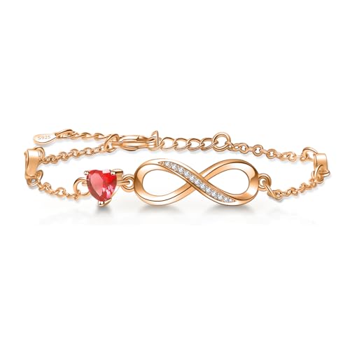 Tusuzik Presentes para mulher, pulseira mulher prata de lei 925 amor infinito pulseira com caixa presente para mulheres mãe mãe mãe