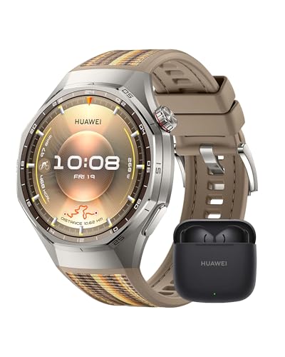 HUAWEI Watch GT 6 Pro 46 mm Castanho GPS Smartwatch+FreeBuds SE 3 preto, 1,47''AMOLED ecrã tátil, até 21 dias de automonomia, nível profissional de ciclismo, NFC, iOS Android compatível, análise ECG
