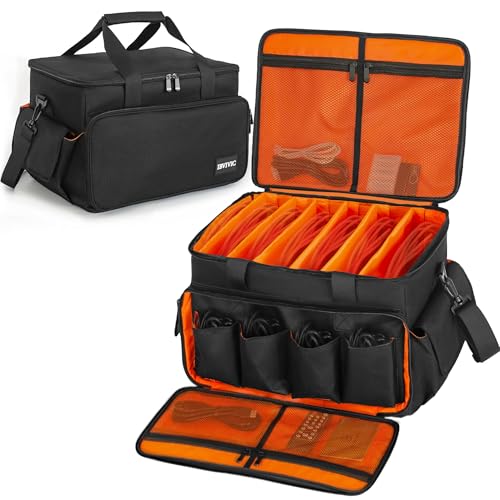 DJ Cable File Bag, Oxford 600D com divisores ajustáveis e dois bolsos separados, 35 x 30 x 25 cm, bolsa de viagem resistente para equipamentos profissionais de DJ, instrumentos musicais e acessórios
