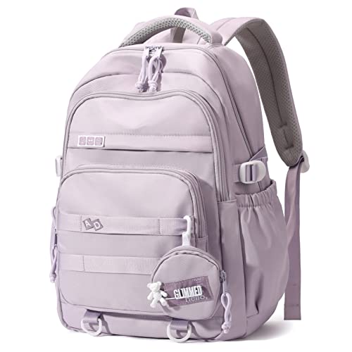 Amythe Mochila escolar para menina adolescente, mochila informal meninas meninos grande capacidade mochila de viagem para portátil de 15,6" bolsas escolares crianças de 10 12 - 18 anos, Roxo, Mochilas
